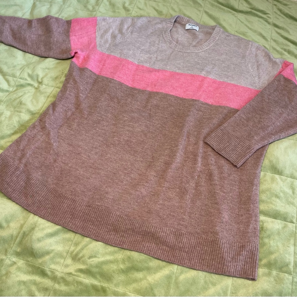 Old Navy Women's Colorblock Sweater - Pink and Tan